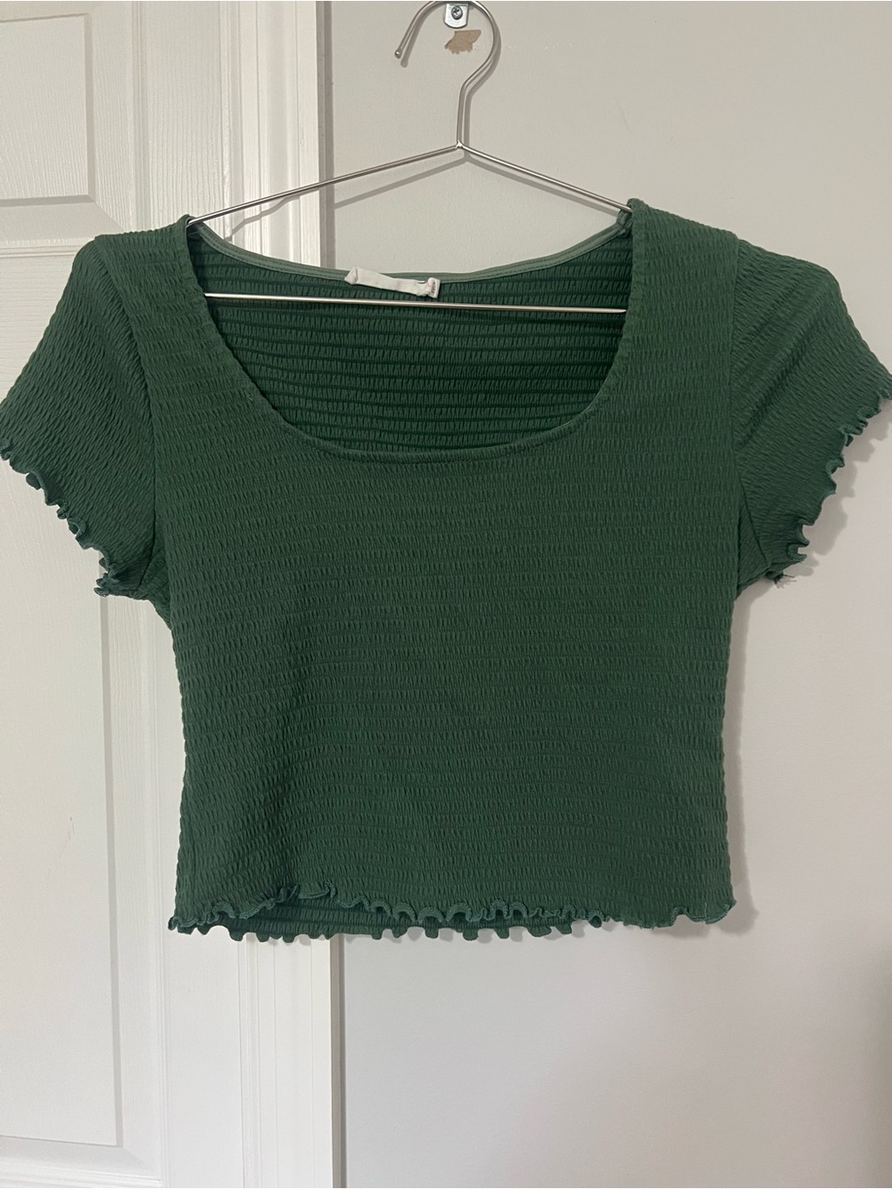 Lush Dark Green Ribbed Scoop Neck Crop Top